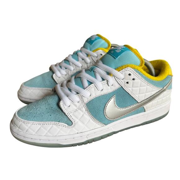 Nike FTC x SB Dunk Low Pro Lagoon Pulse Lagoon Blue Silver Men’s Size 8.5 - Picture 1 of 12